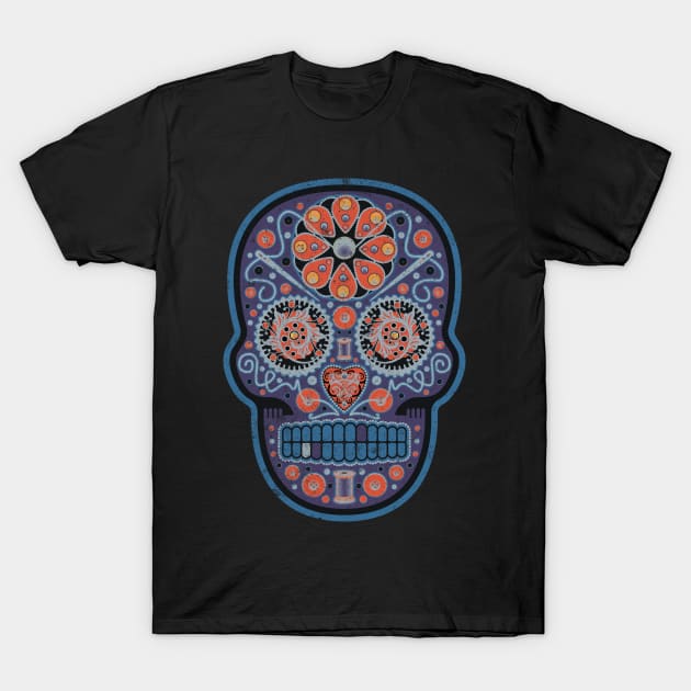 Mexican Sugar Skull Poisonberry Swirl T-Shirt by DanielLiamGill